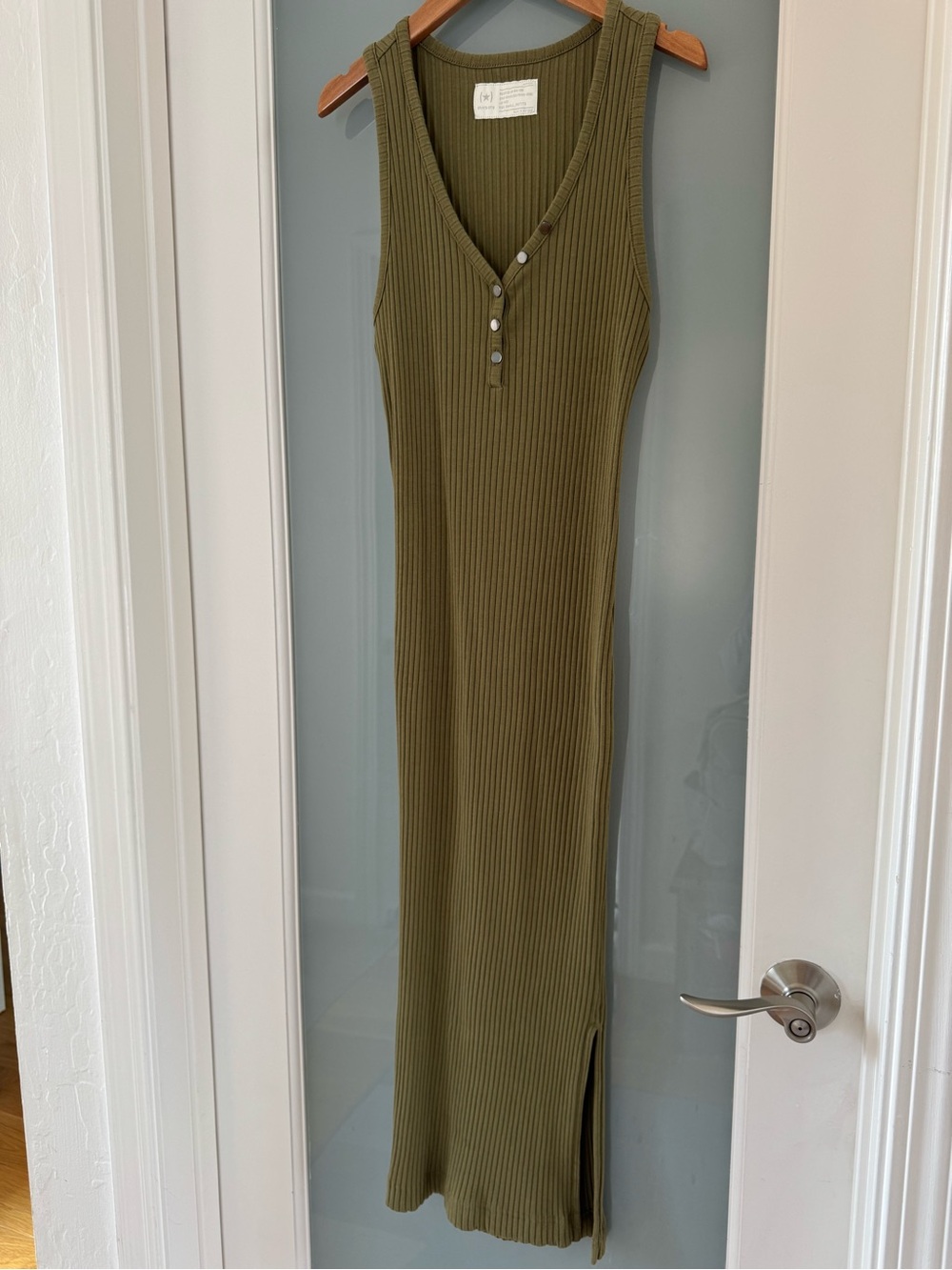 Banana Republic Ribbed Tank Dress in Olive Green